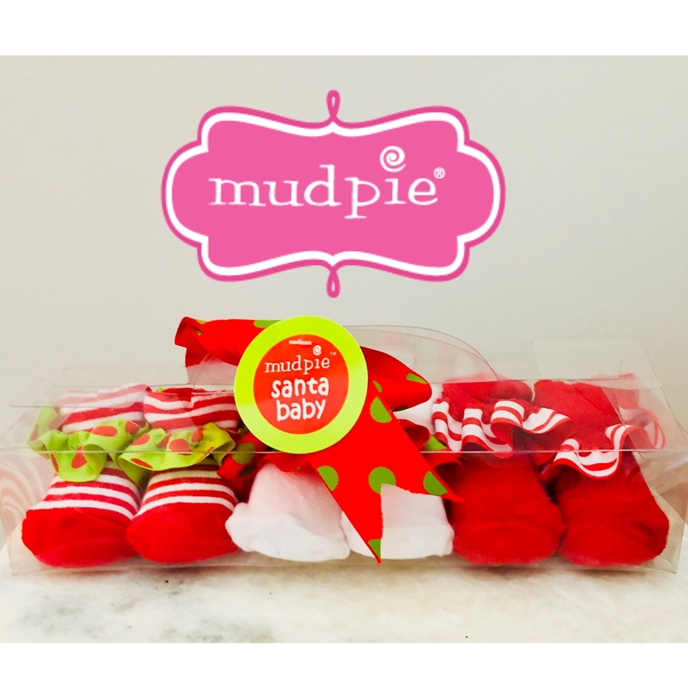 🎅🏼 Mud Pie Santa Baby  🍼 Socks Size 3 Mos. 🎅🏼